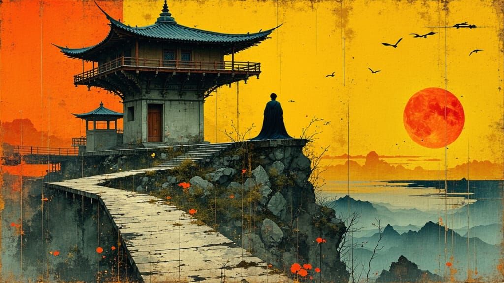 Surrealist Industrial Dreamscape with Biomechanical Forms