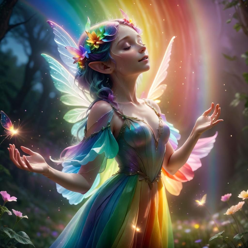 Beautiful Faerie Casting a Rainbow of Light