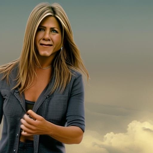 jennifer aniston eating an unusual car's dust