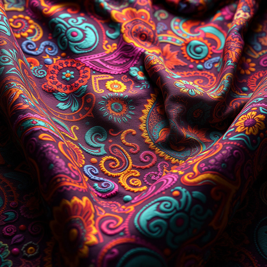 Colorful Fabric with Ornate Patterns