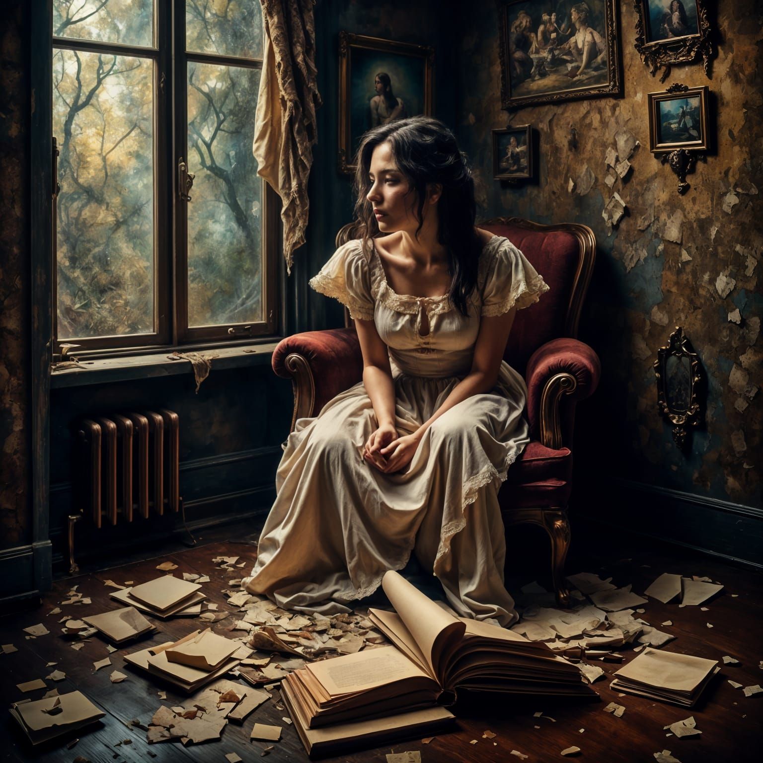 Ethereal Heartbreak in Neo-Expressionist Oil Painting