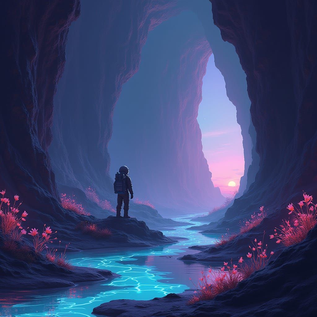 Surreal Martian Landscape in Digital Art Style