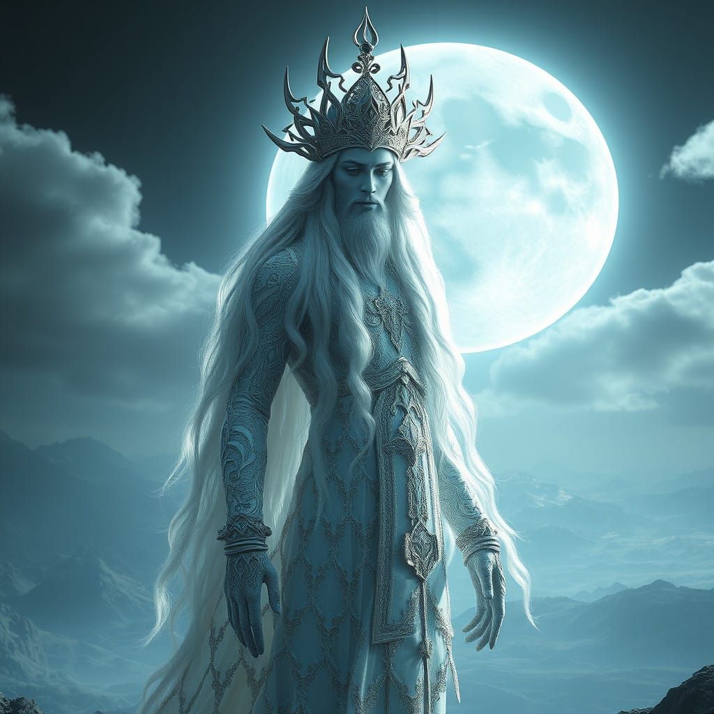 Majestic Iranian Moon God in Lunar Splendor