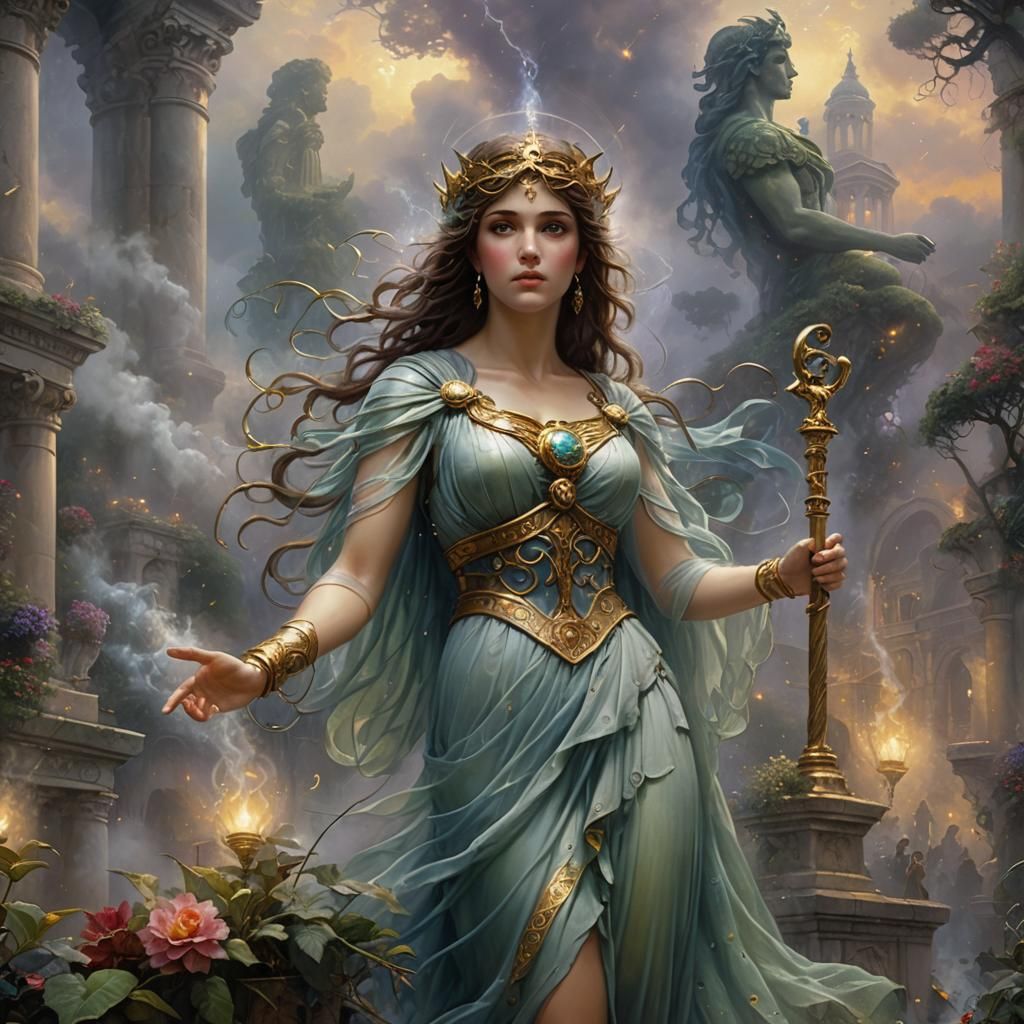 Athena and Medusa's Curse: Ethereal Fantasy Art