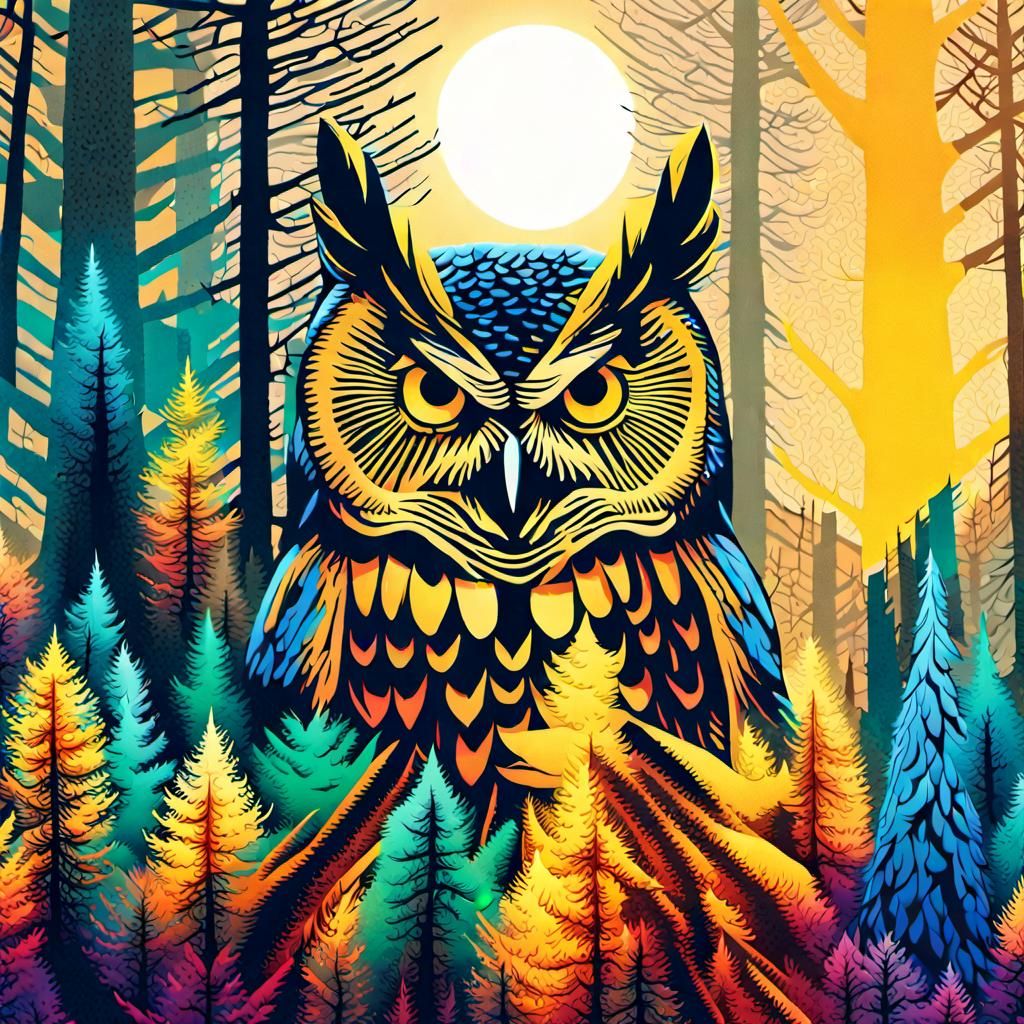 Double Exposure Forest with Animal Optical Illusions