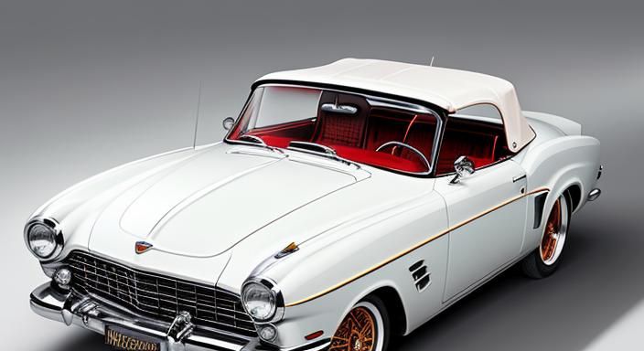 White Sports Car Roadster with Red Leather Interior