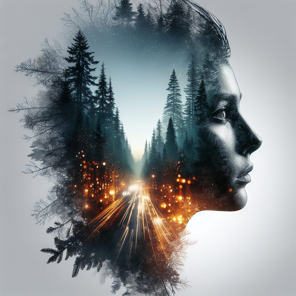 A double exposure portrait