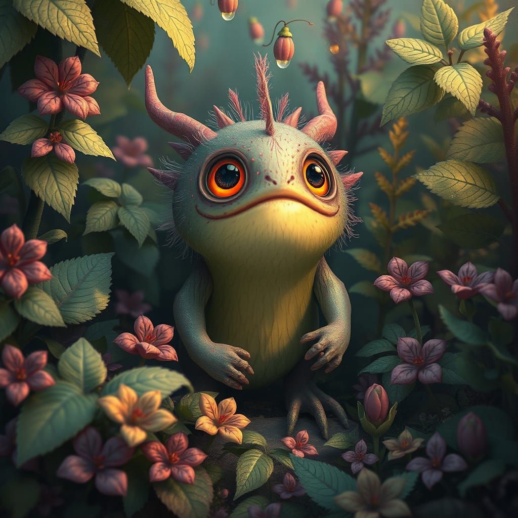 Whimsical Creature Dingleborb in Vibrant Foliage