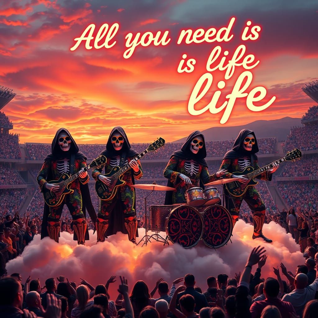 Grim Reaper Beatles Concert in Psychedelic Style