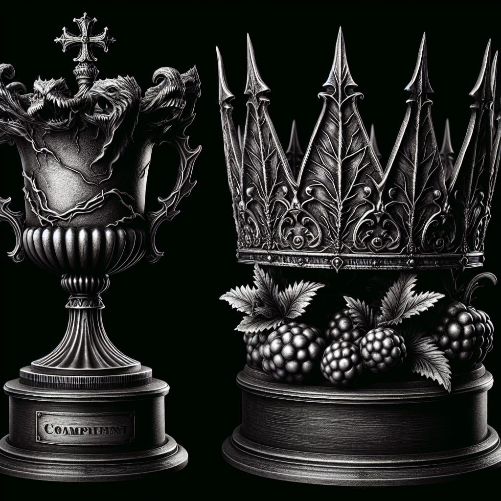 Macabre Trophy and Crown in Horror Style