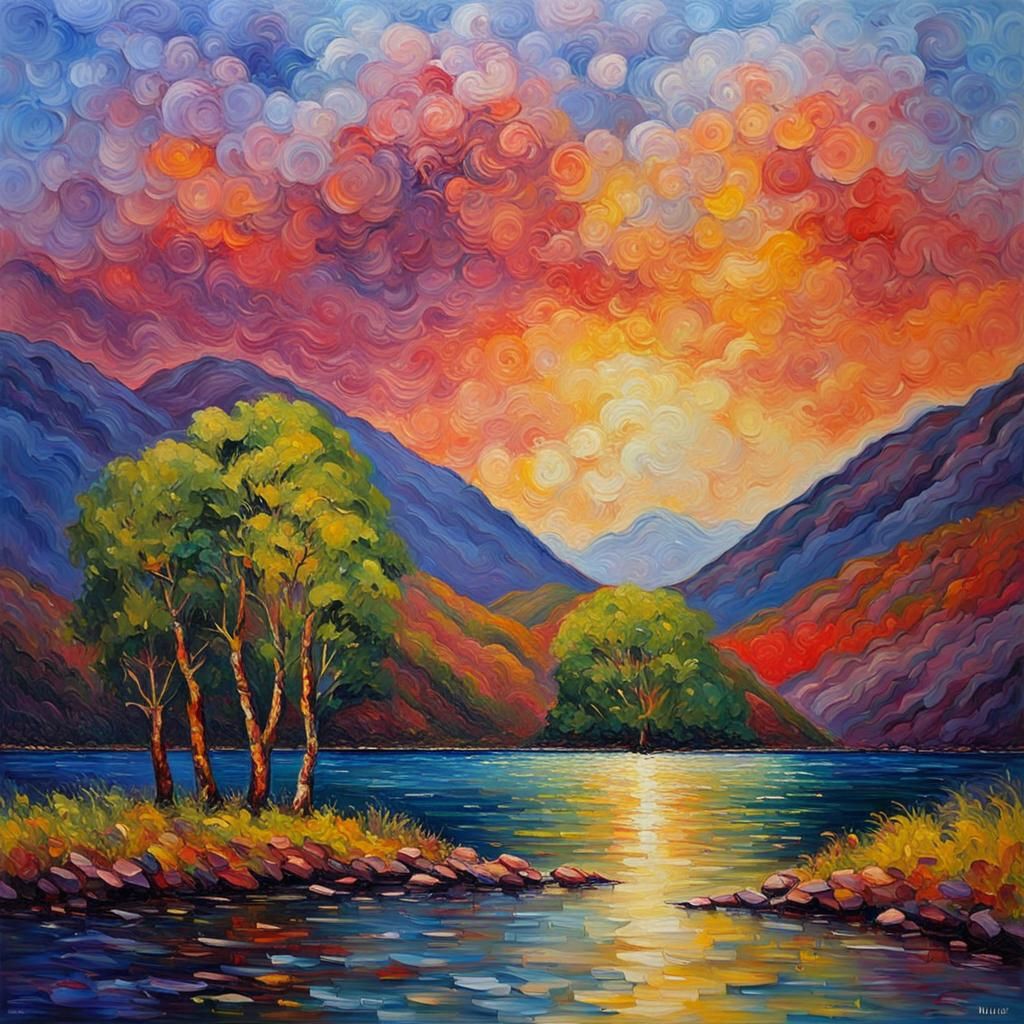 Loch Lomond in Expressionist Oil Painting Style