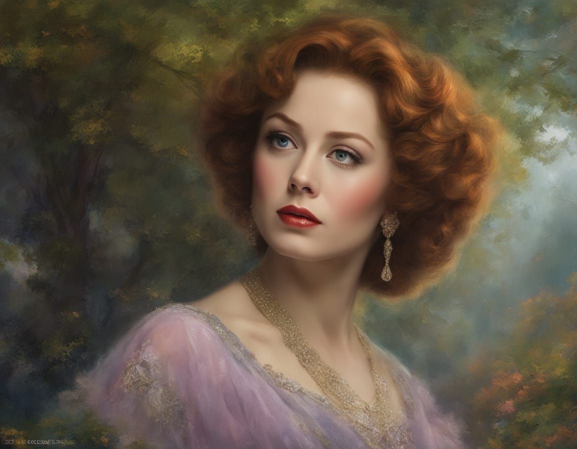 Susan Hayward Portrait in Impasto Chalk Art Style