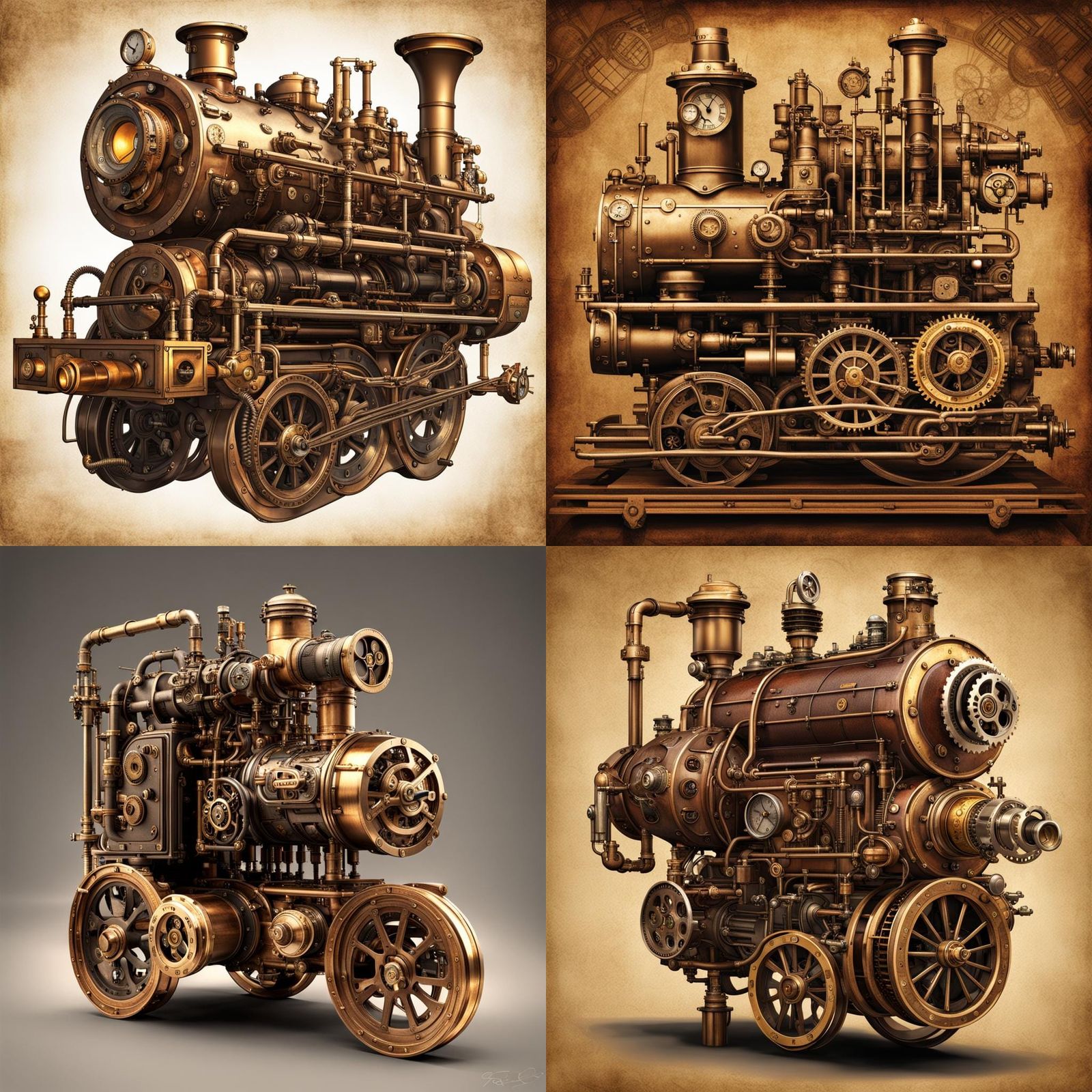 Detailed Steampunk Engine Illustration