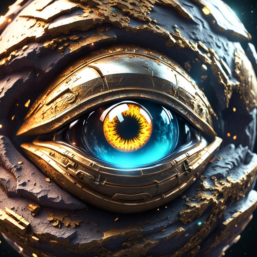 glowing eye ball ,outer  space , unreal engine 5 ,128 bit gr...