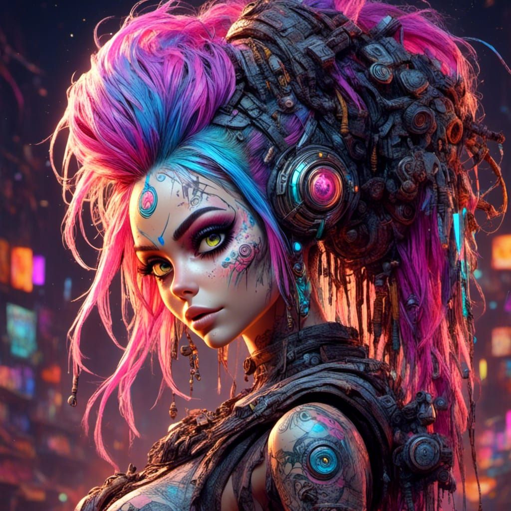 Extraterrestrial Goddess in Cyberpunk Style