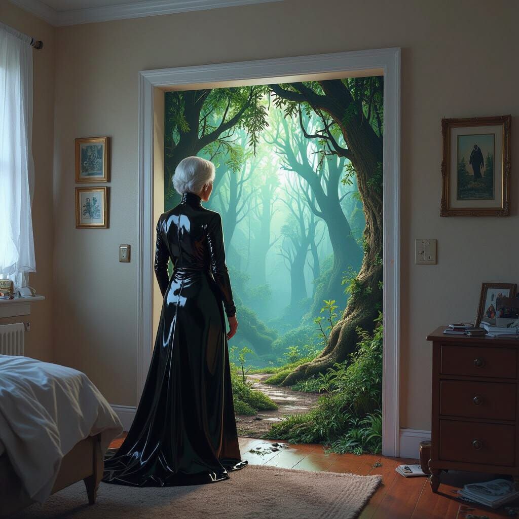 A portal into a mythical forest suddenly opened up on the wa...