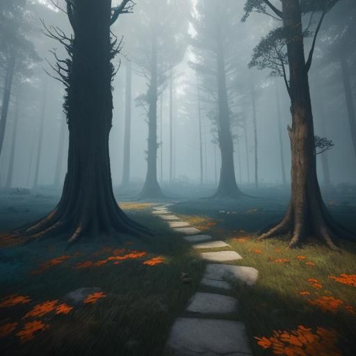 Earthen Path Forks in Mystical Landscape
