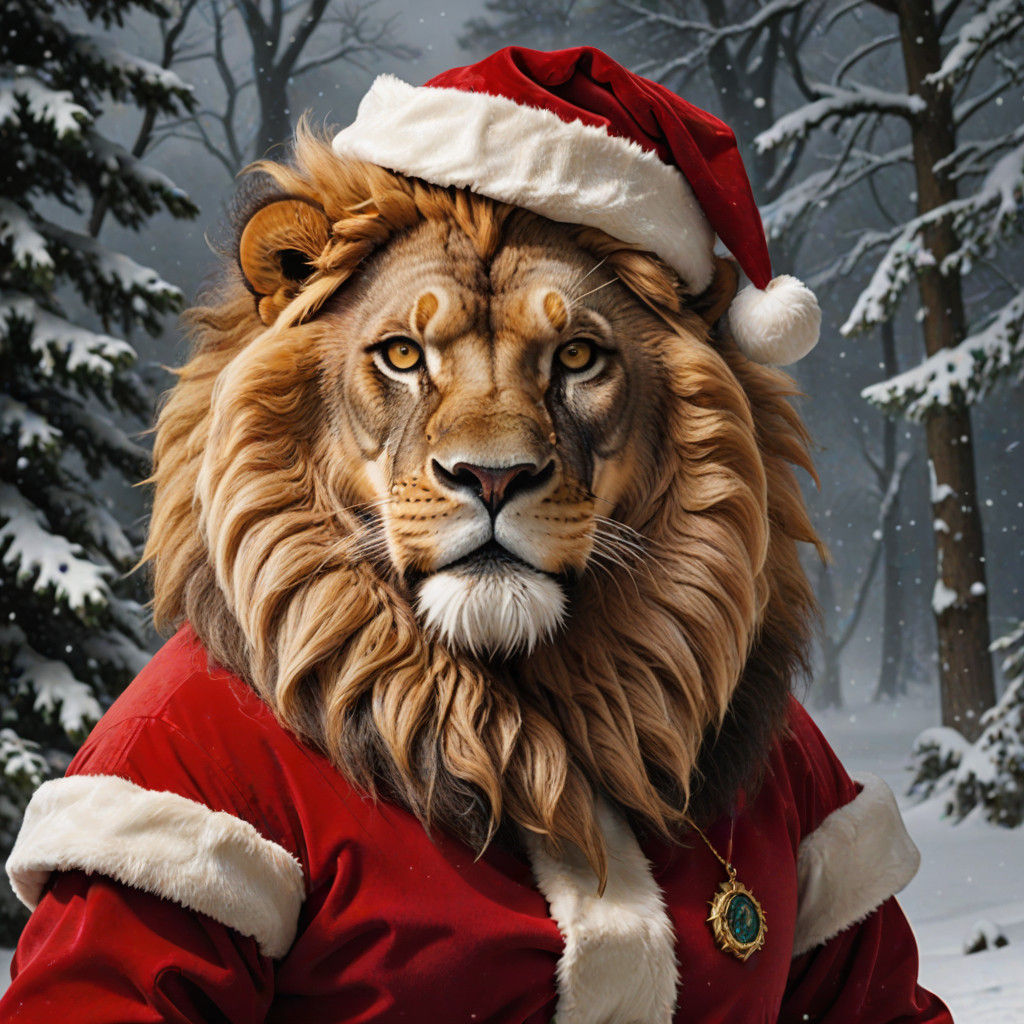 Jolly Lion Santa Claus in Festive Tradition