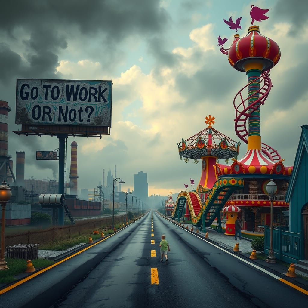 City Divided Between Industry and Enchantment