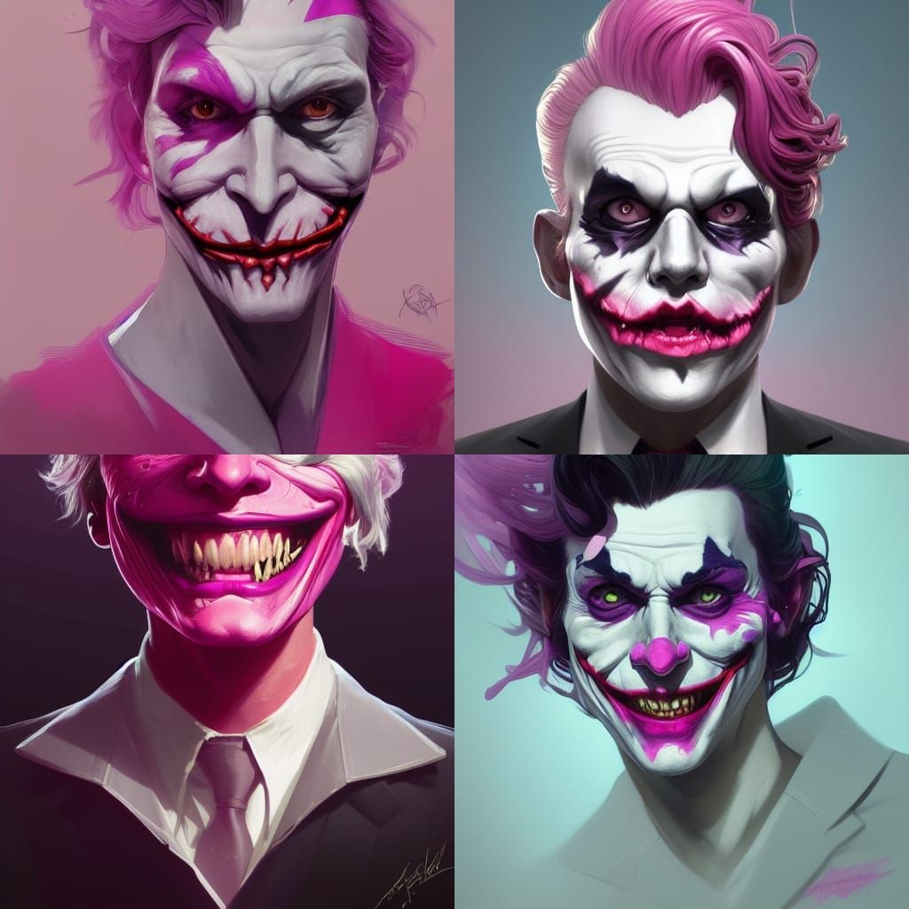 Hyperdetailed Pink and White Joker Portrait