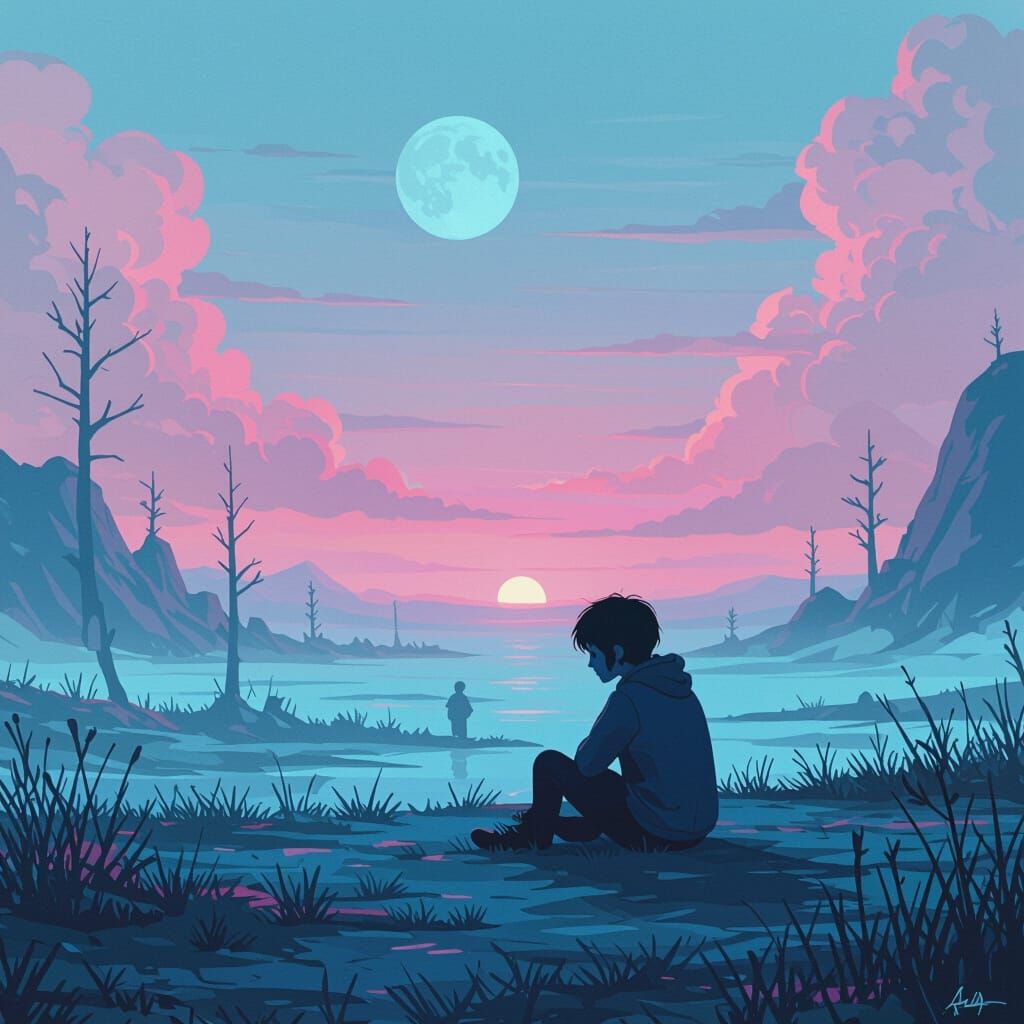 Dreamlike Scene of Lost Thought Inspired by Surrealism