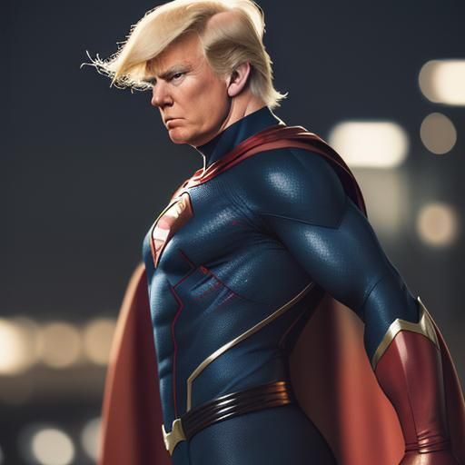 Superhero Trump Portrait in Sharp Focus