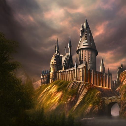 Detailed Matte Painting of Hogwarts Legacy