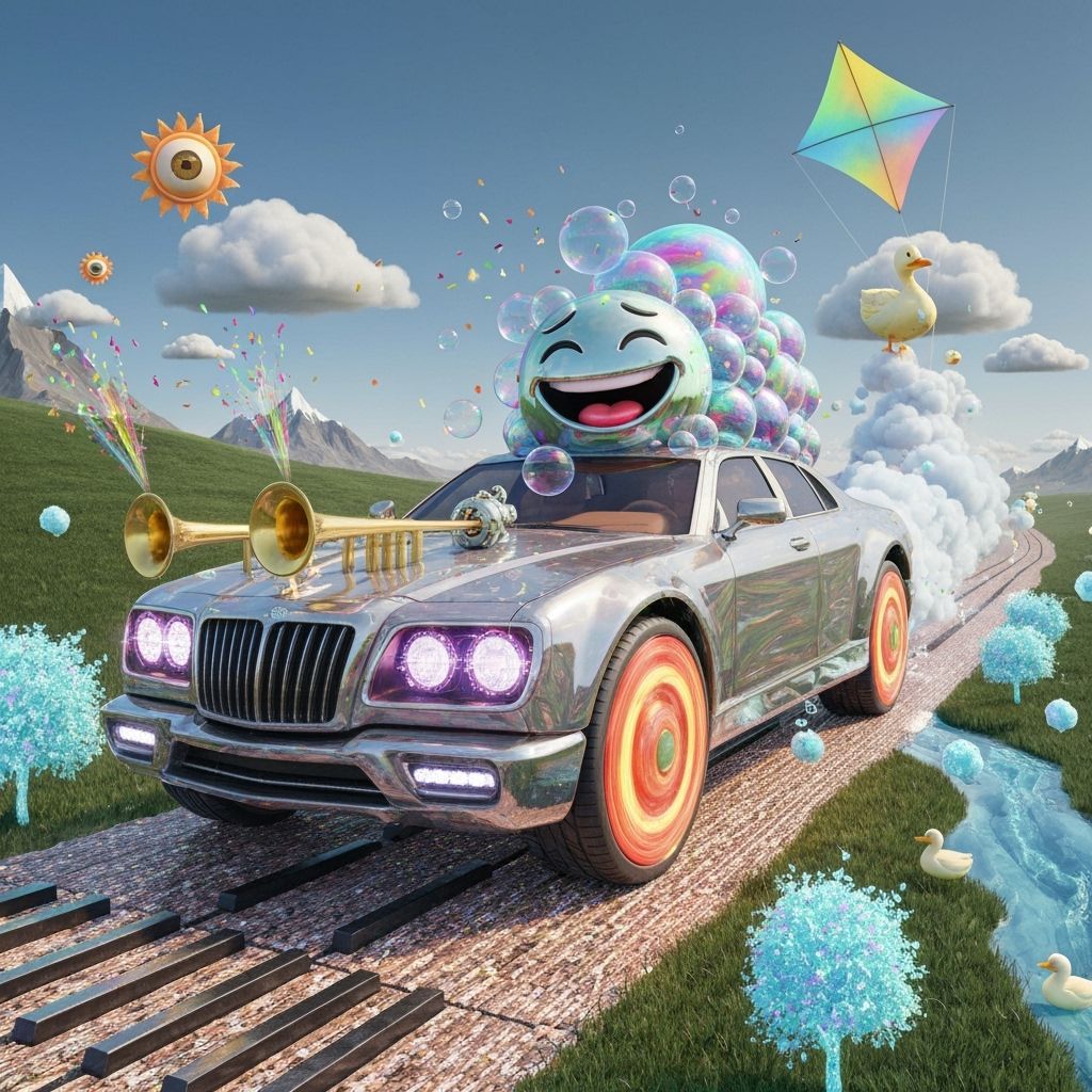 Absurd Futuristic Car in Surreal Digital Illustration