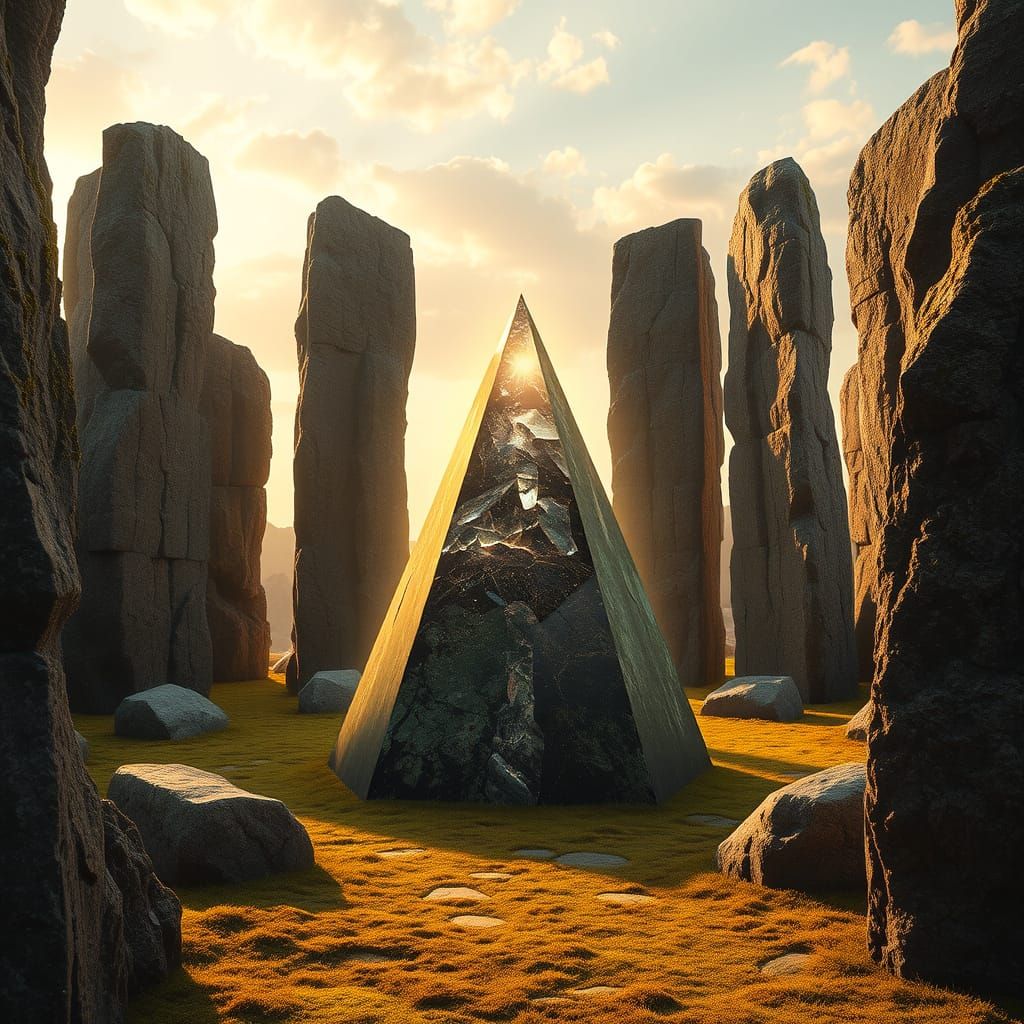 Ancient Megaliths and Energy Pyramid in a Photorealistic Lan...