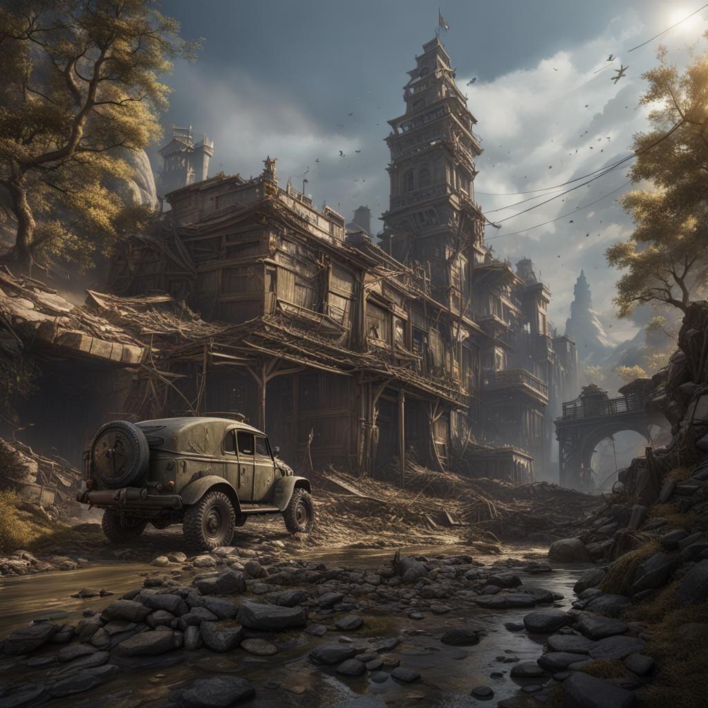 Detailed Matte Painting of War Landscape