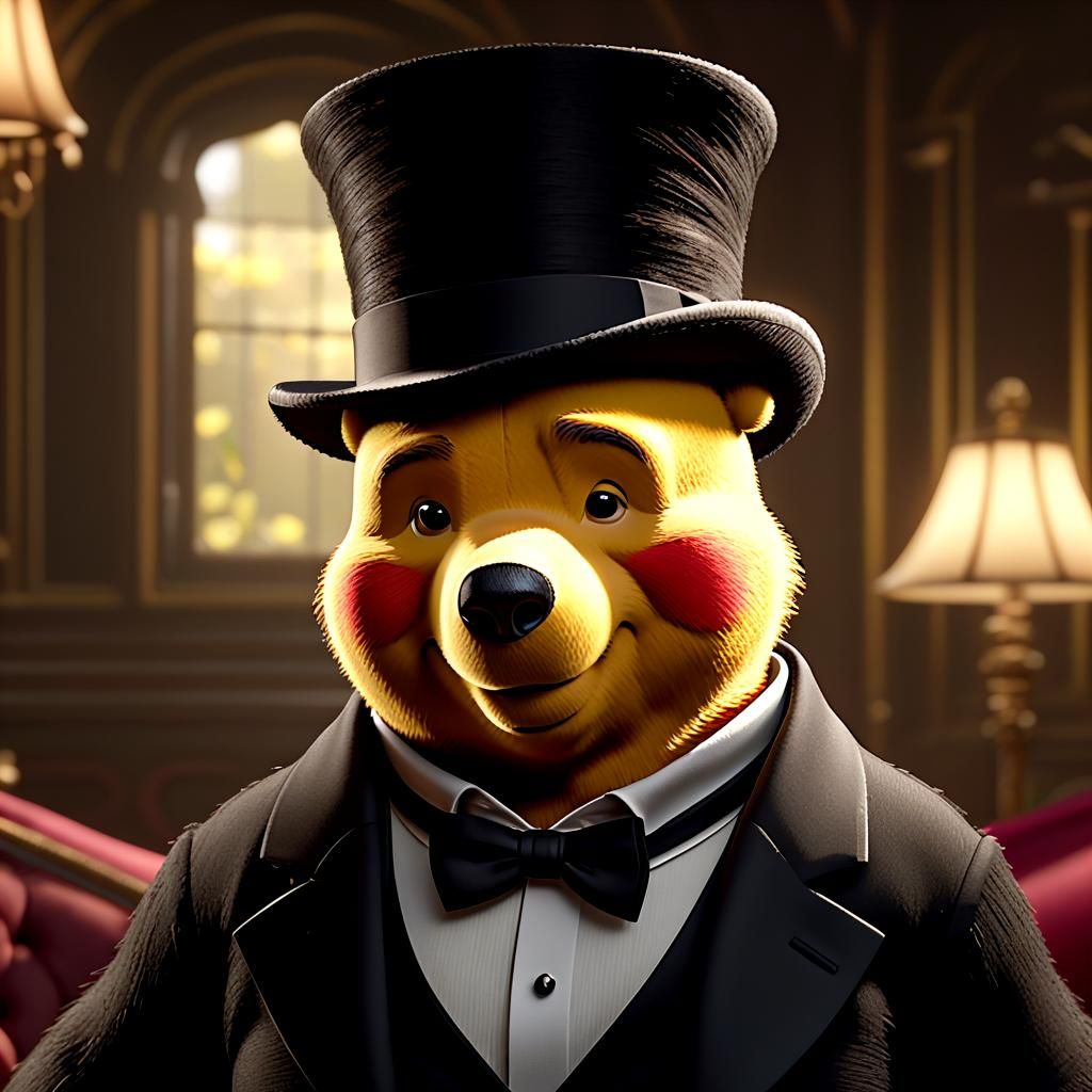 Winnie the Pooh in Tuxedo: Photorealistic Render