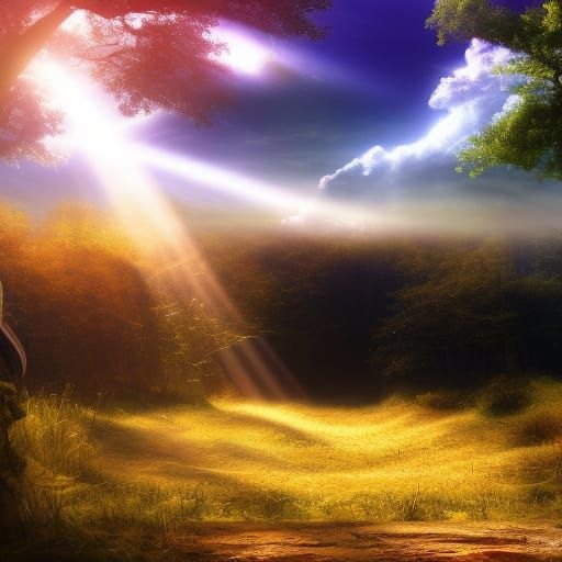Radiant Fantasy Landscape with Divine Light