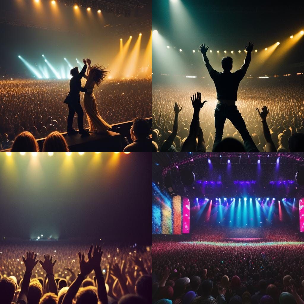 Cinematic Concert Crowd in Dramatic Lighting