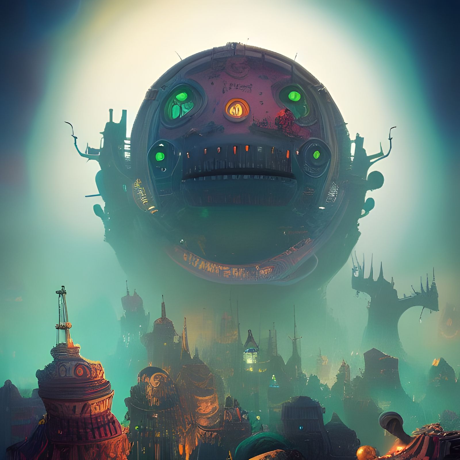 Steampunk Fantasy City in Cel-Shaded 3D