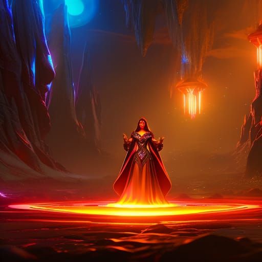 Neon Gem Goddess Concept Art in Dark Fantasy Style