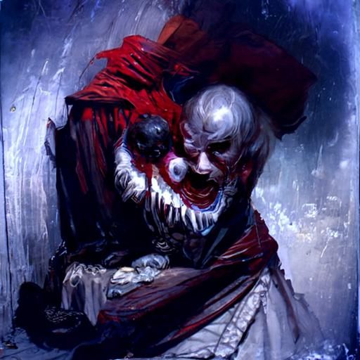 Horror Evil Clown in Engraving Style