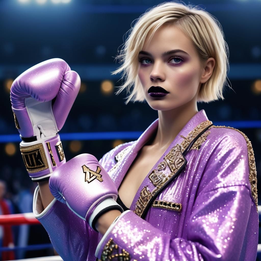 Diamond Robe Boxer with Pastel Makeup, Hyperrealistic