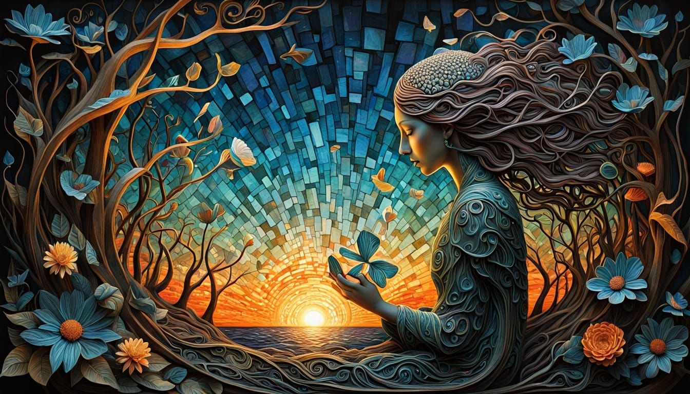 Surreal Fragmented Goddess Reassembles Shattered Music