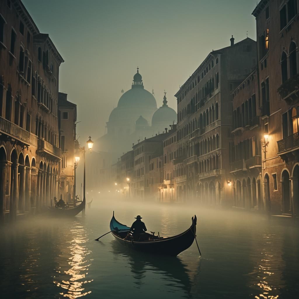 Venetian Gondola at Night in Cinematic 3D