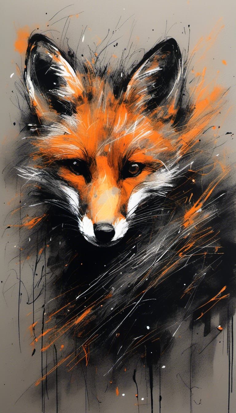 Colorful Forest Fox Portrait with Gildings