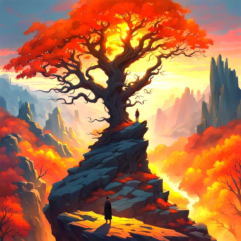 Autumn Sunset: Dark Fantasy Concept Art