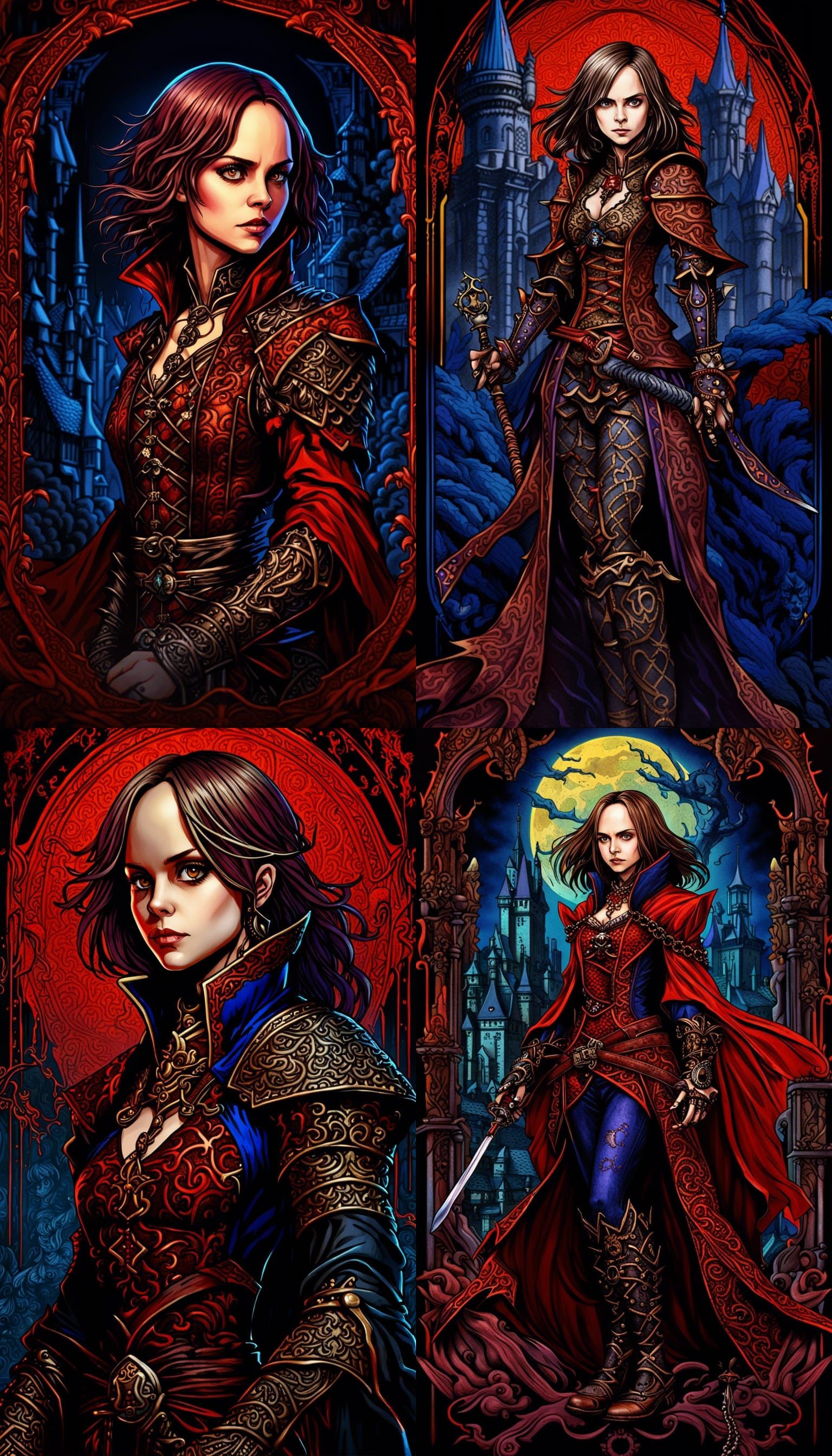 Christina Ricci as a Castlevania character by Japanese illustrator Artist Ayami Kojima and Koji Igarashi., arcane style,...