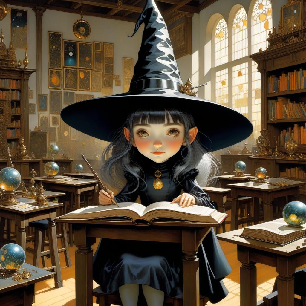 little witch in a classroom at school 3