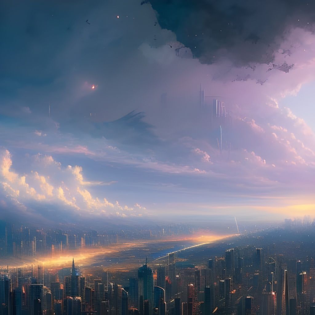 Spectacular Cloudscape Over City at Night