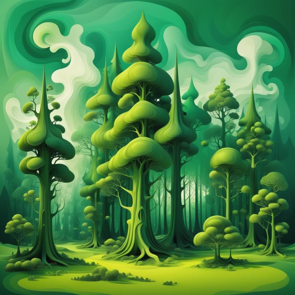 Vibrant Abstract Forest with 3D Shading