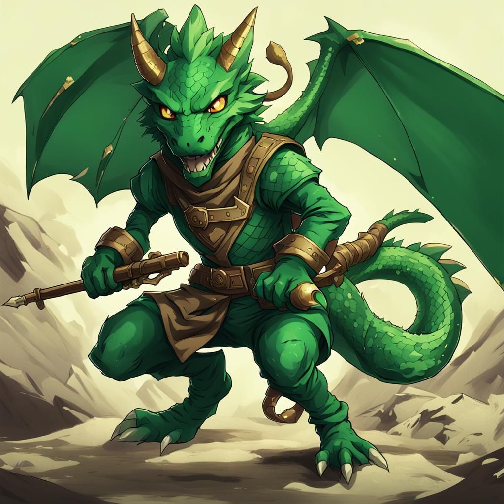 Dragon Kobold Investigator Spy in Anime Style