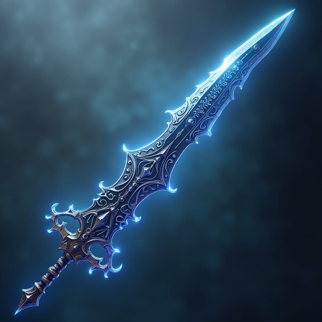 Mystical Sword Forged in Futuristic Sci-Fi Style