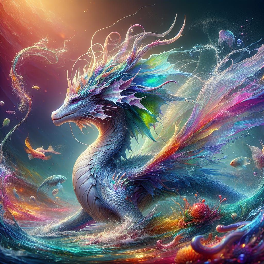 Majestic Aquatic Guardian in Hyperrealistic Splash Art