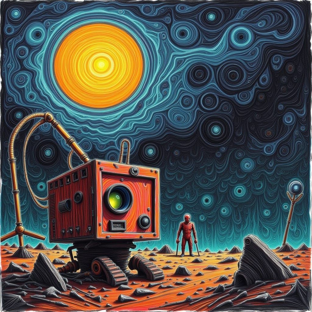 Ethereal Cyberpunk Landscape with Icy Tundras and Dark Skies