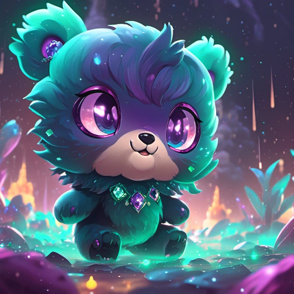 Mean Looking Chibi Bear in Detailed Fantasy Art